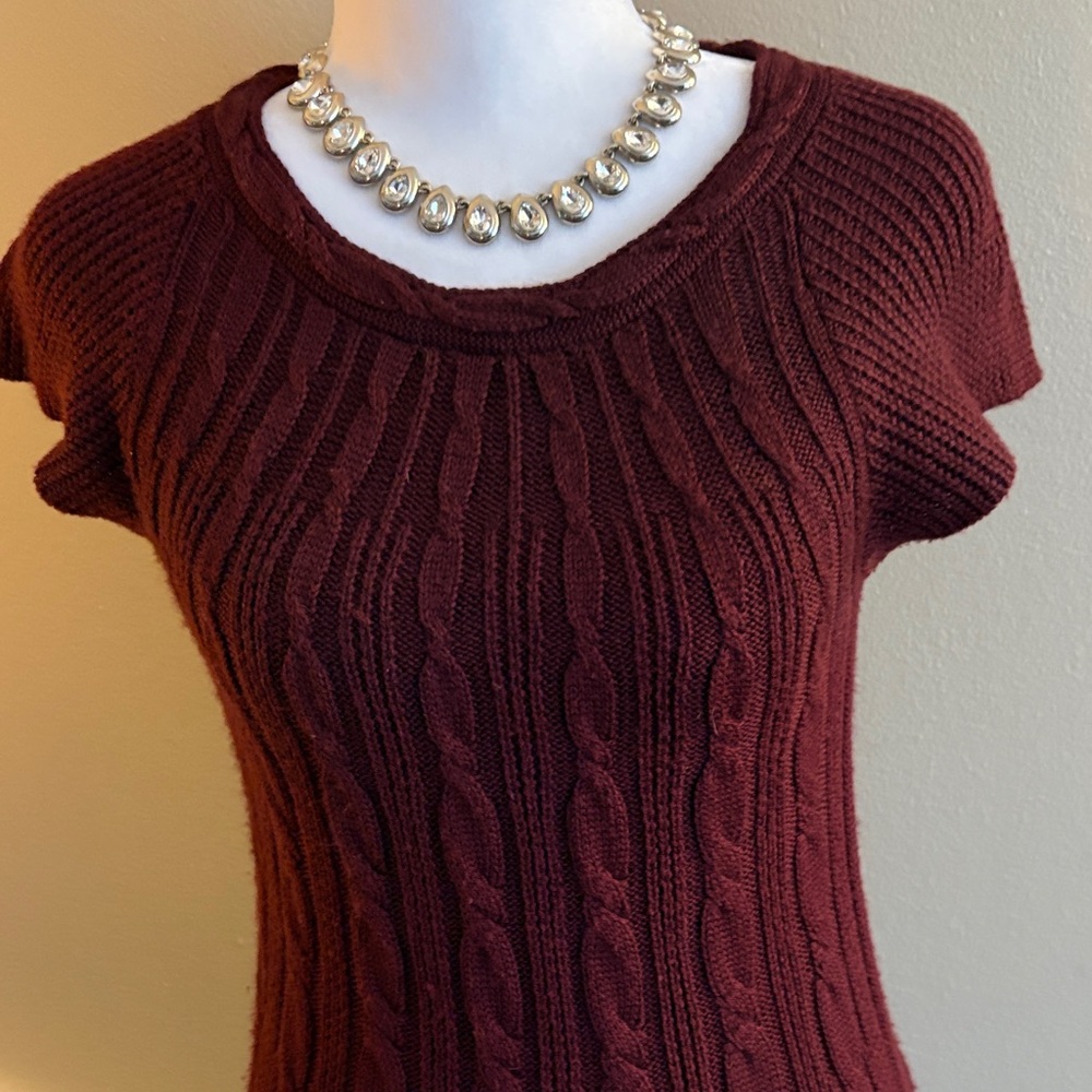 6/$20 Calvin Klein Elegant Burgundy Knit Dress XS - Picture 2 of 8